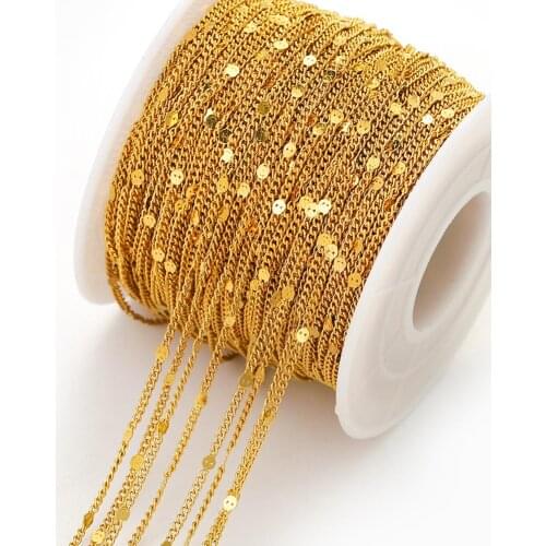 2Mete Width 1.5mm Stainless Steel Gold Chains for Jewelry Making Supplies DIY Necklace Earring Anklet Rope Chain Wholesale Items