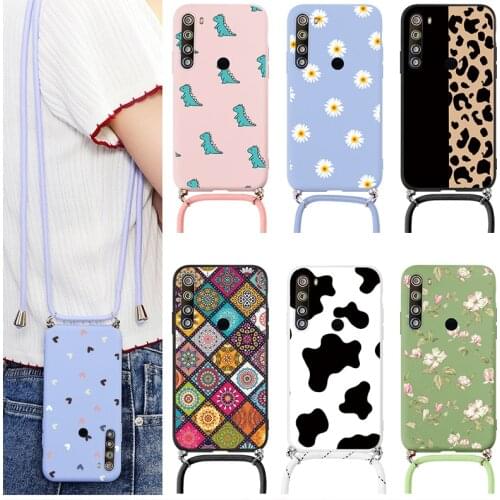 Chain Necklace Case For Xiaomi Redmi Note 8 Pro 8T T Flower TPU Cover Coque For Redmi note8 note8t 8pro Strap Cord Lanyard Cases