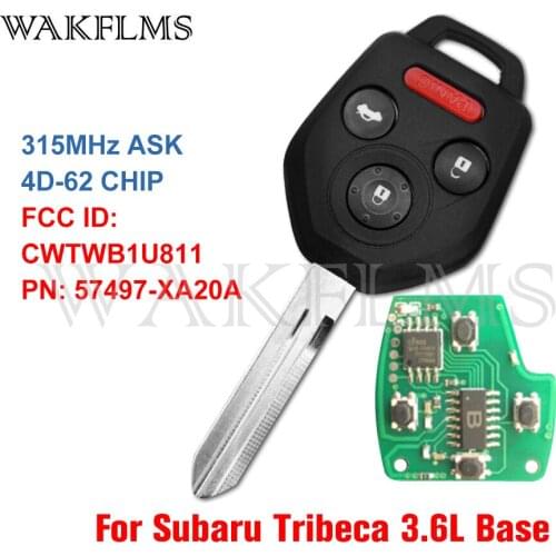 For Subaru Tribeca 3.6L Base 2011 2012 2013 2014 315MHz 4D-62 Chip Remote Car Key Fob 57497-XA20A CWTWB1U811