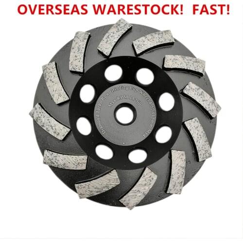 DT-DIATOOL 1piece Diamond Segmented Turbo Row Cup Grinding Wheel for Concrete Hard Stone with M14 Connection Dia 115mm/125mm