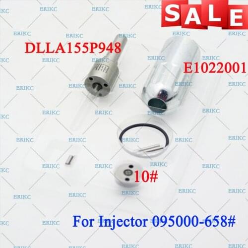 ERIKC 095000-6581 Diesel Fuel Injector Overhaul Repair Kits Nozzle DLLA155P948 Valve Plate 10#, Pin, Sealing Ring for Hino J08E