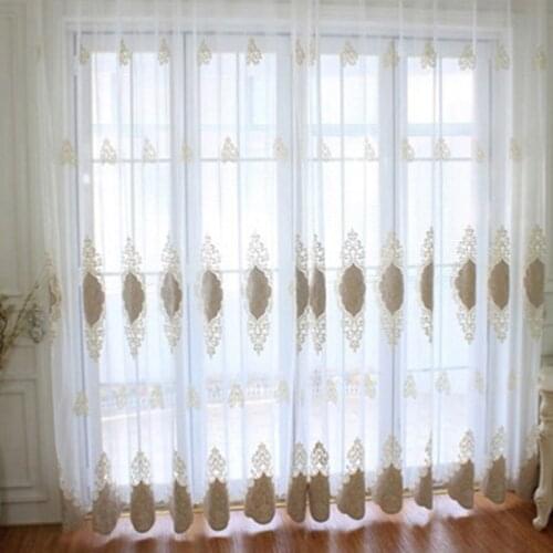 European Luxury Embroidered Tulle Curtain For Livingroom Wave Bottom Velet Delicate Bay Window Treatment Drapes M160C