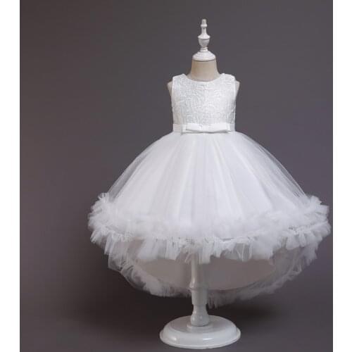 FOCUSNORM 5 Colors Kids Girls Princess Party Dress Floral Printed Sleeveless High Waist Lace Ruffles Bowknot Tutu Dress 3-10Y