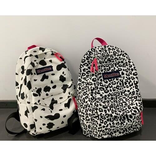 Preppy Style Canvas Zebra Cow Pattern Print Large Backpack Casual Women Handbags Teenager Girls Backpack Women Schoolbag