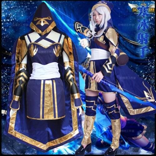 Game LOL Ashe Cosplay Costume Blue Dress Ashe Cosplay Dress Halloween Costume