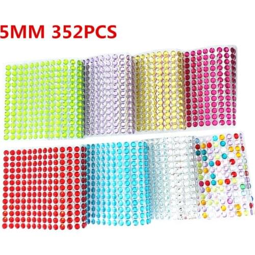 Nail art stickers Acrylic 352Pcs /set 5mm Crystal Sticker Decal Rhinestone diamond Stickers Phone Case Decoration tattoo