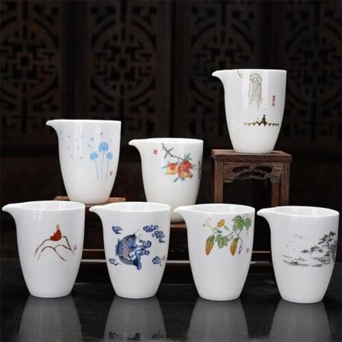 Creative Chinese White Porcelain Hand Painted Cha Hai Handmade Tea Set Ceramic Household Teacup Office Water Mug Drinkware