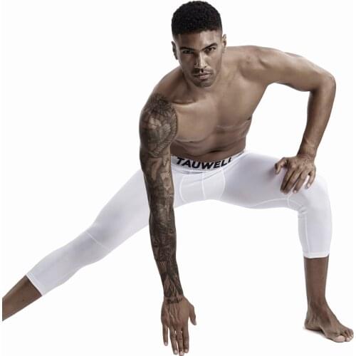 Fitness Mens Leggings Men Compression Running Tights Elastic Cropped Pants Quick Dry Workout Gym Sport Male Leggins Wear For Man