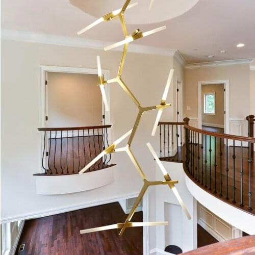 Postmodern Staircase long size Chandelier Creative Multi-Flat Duplex Hotel Villa Shaped Staircase big Chandelier 110v 220v