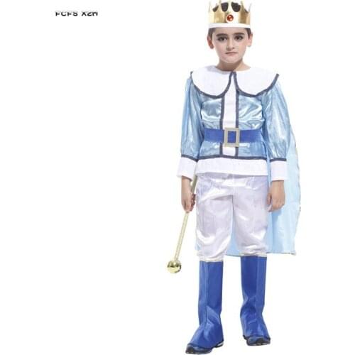 M-XL Boys Fairy tale king Cosplay Halloween Prince Costumes Kids Children Carnival Purim parade Stage show Role Play party dress