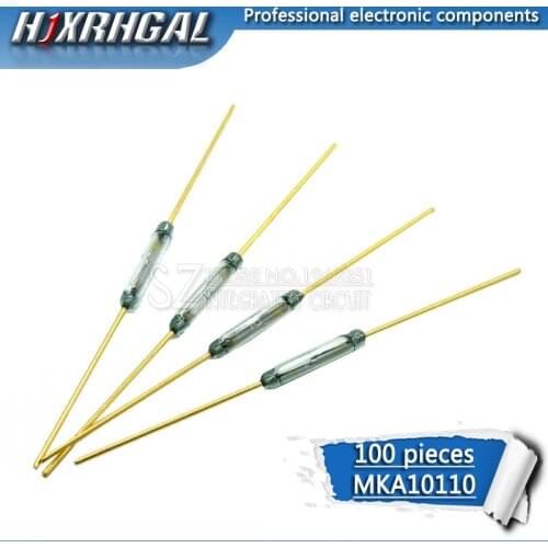 100pcs MKA10110 1.8*10mm Magnetic Control Switch Green Glass Reed Switches Glass Normally Open NO Contact For Sensors HJXRHGAL