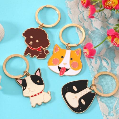 Cute Dog Keychain Alloy Pet Keychain Lovely Animal Bells Keychains Car Keyring Pendant Charms Women Jewelry Gifts