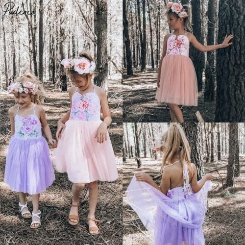 Cute Baby Girls Dress Kids Princess Wedding Bridesmaid Tutu Tulle Strap Tube Top Dresses Summer Sundress 2-7y