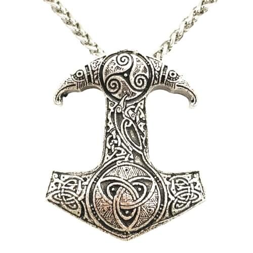 Thor Hammer Triskele Triskelion Trinity Symbol Odin Raven Amulet Mens Womens Necklace Dropship Suppliers 2019