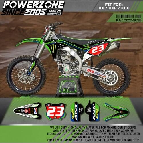 PowerZone Custom Team Graphics Decals 3M Stickers Kit For Kawasaki Sticker Decal 2017-2018 KX250F 2016-2018 KX450F 38