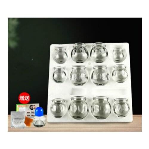 12Pcs/Set Glass Vacuum Cupping Set Massage Cup Glass Material Cupping Body Cup Therapy Cup Set send 8 pcs gift