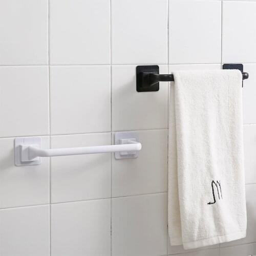 Wall Mounted Towel Holder Rack Self-adhesive Towel Hanger Bathroom Towel Rag Shelf Shoes Holder Hook Hanging Bathroom Organizer