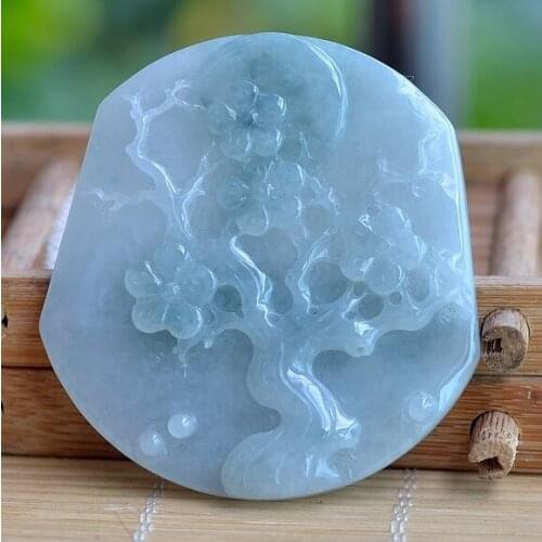 Myanmar natural A goods emerald flower tree pendantH38