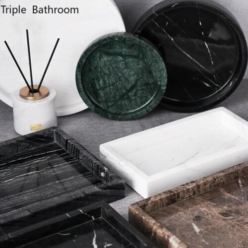 Nordic Natural Marble Tray Kitchen Square Storage Cosmetic Jewelry Tray Bathroom Organizer Display Storage Stand Accessories