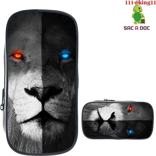 New 3D Print Lion King Pencil Case Storage Cosmetic Bag Cartoon Lion Print Kid School Supplies Stationery Bag Zipper Make Up Box