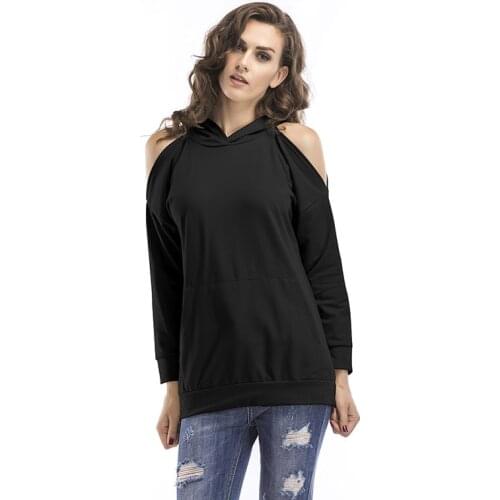 2021 Spring and Autumn New Womens Hoodie European and American Style Sexy Off Shoulder Hoodie Womens Casual Loose Pullover