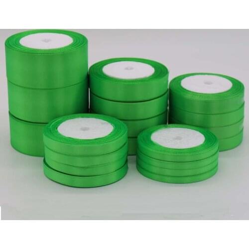 One Piece 25 Yards Green Silk Satin Ribbon For Wedding Party Decoration Gift Wrapping Apparel Accessories wholesales 6 mm-50 mm