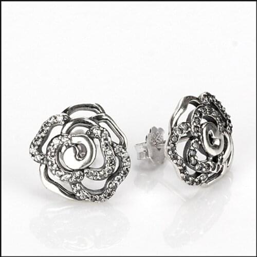 Original S925 Sterling Silver Pan Earring Creative Rose Pan Earrings For Women Wedding Gift Fashion Jewelry