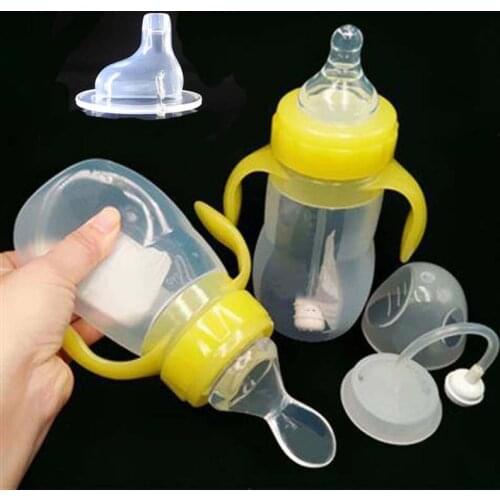 3 Use Infant Baby Soft Silicone Food Supplement Toddler Rice Cereal Feeding Bottles Spoon Milk Food Storage Cup 150/240ml