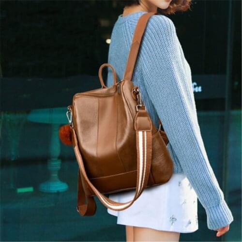 Casual Women Girls Retro high-capacity Backpack School Travel PU Leather Solid Shoulder Bag New 2019