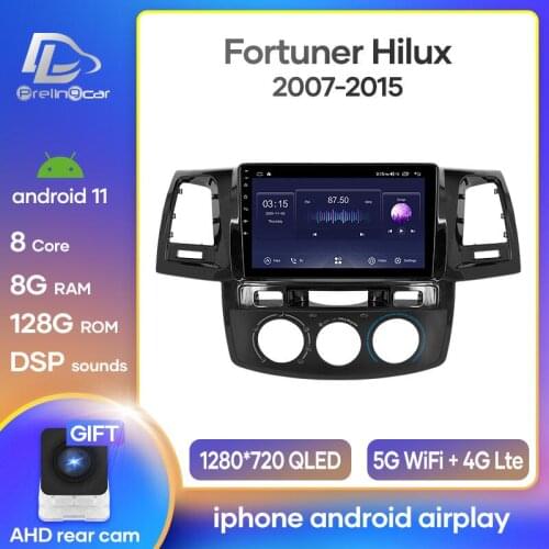 Prelingcar Android 10.0 For Toyota Fortuner AN50 AN60 HILUX Revo Vigo 2008 2014 Car Radio Multimedia Video Player GPS Navigation