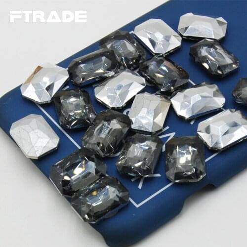 Gray/Black Diamond Color Glass Crystal Rectangle Octagon Shape Pointback Rhinestone 6x8mm 8x10mm 10x14mm 13x18mm 18x25mm 18x27mm