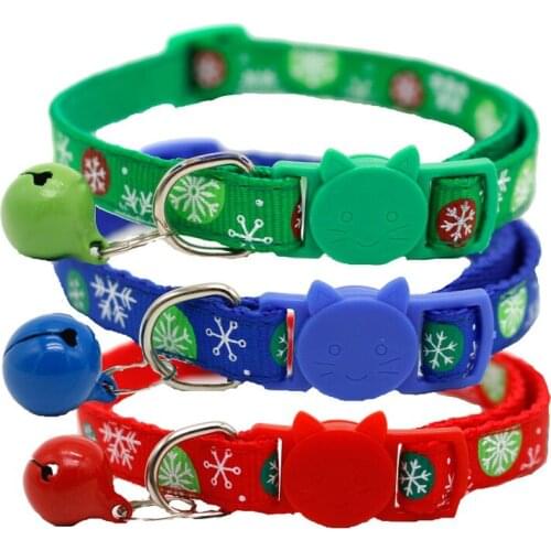 Adjustable Breakaway Cat Collar Christmas Dog Collar Safety With Bell Ascesorios Para Gatos Grooming Soft Strong Nylon Strip