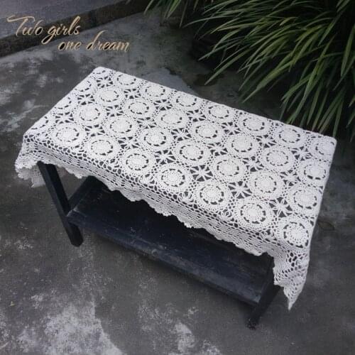 Handmade Crochet Table Runner Wide 60cm Skirt Rectangular Hotel Decoration American Country Cotton Woven Cloth Cover Towels