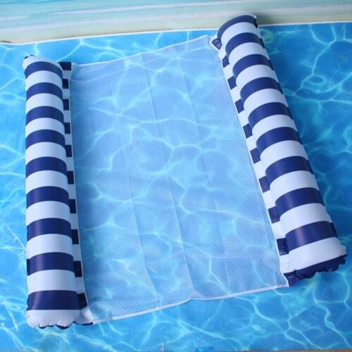 PVC Water Hammock Recliner Stripe Mesh Inflatable Floating Bed Air Mattress for Summer Swimming Pool Water Amusement