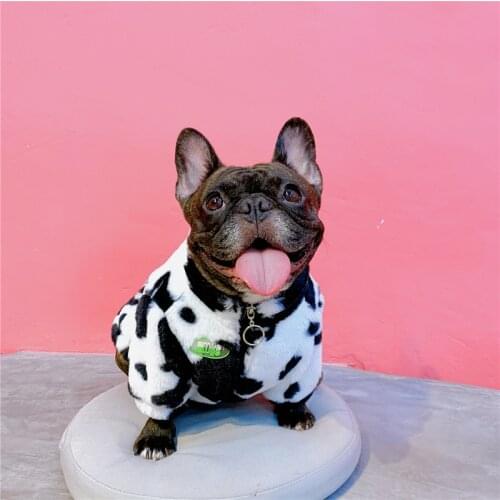 Cow Fur Warm Coat For Small Medium Dogs Fashion Dog Jacket French Bulldog Costume Winter Shih Tzu Pug Clothing Pets Products