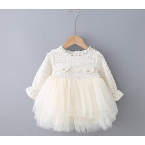 2020 Baby Girl Spring Graceful Mesh Tutu Dress Toddler Children Fairy Elegant Long Sleeve Dress Clothes