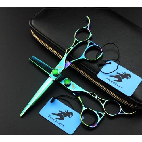Japan 6.0 inch green professional hairdressers scissors hairdressing scissors hair cutting scissors barber thinning shears sale
