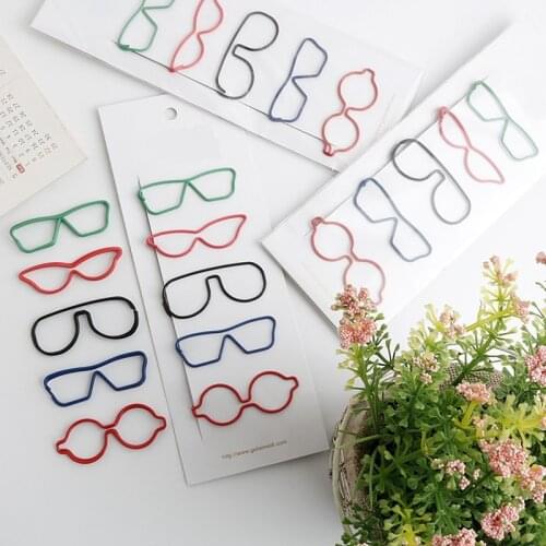 5Pcs Colorful Glasses Paper Clips Beautiful Bookmark Planner Paper Clip Metal Material Binding Paperclip For Book School Supply