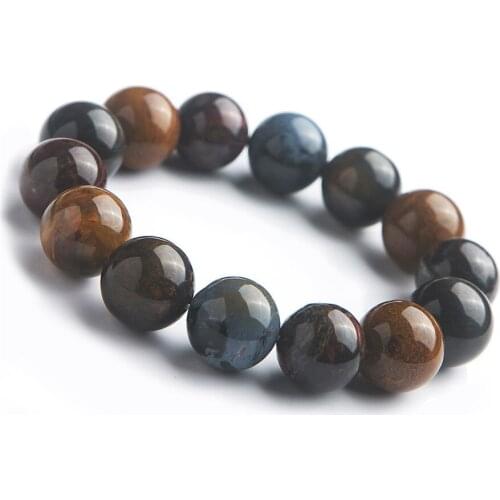 16mm Genuine Natural Pietersite Gems Stone Crystal Big Stretch Round Bead Woman Men Powerful Bracelet
