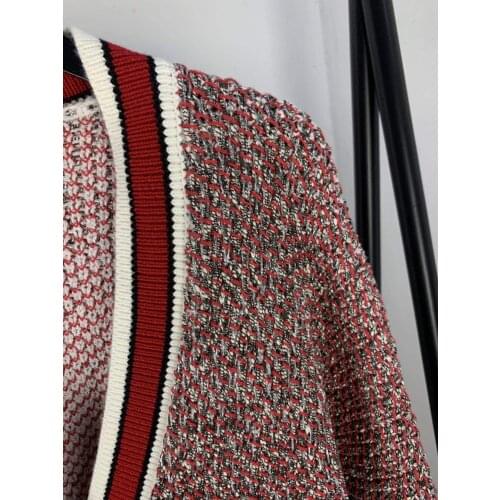 Autumn Winter Women Stripes Sweater V-neck Single Breasted Pockets New 2021 Long Sleeve Loose Casual Female Knit Cardigan Coats