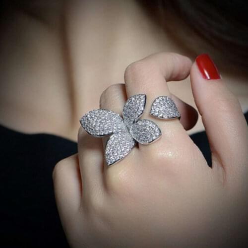 Princess Style Super Flash Full Crystal Butterfly Womens Open Ring For Weed Accessories Adjustable Ring Jewelry 2020 BAOSHINA