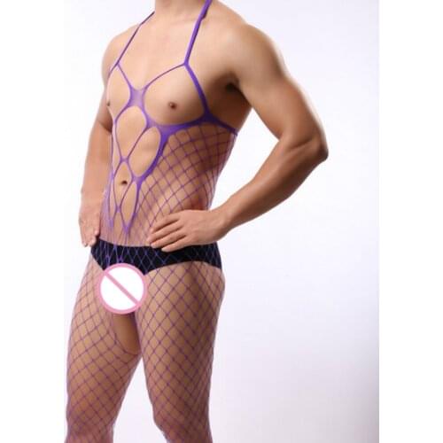 Exotic Man Sleepwear Guy Sexy Lingerie Porno Mens Nightwear Male Teddies & Bodysuits Sex Men Underwear Fishnet Clothing