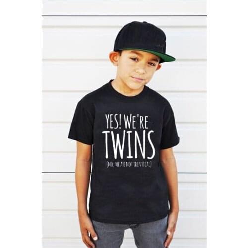 Yes We Are Twin Letter Print Baby Boys T Shirt Summer New Kids Kids Boy Shorts Sleeve Clothes Boys Fashion Tees