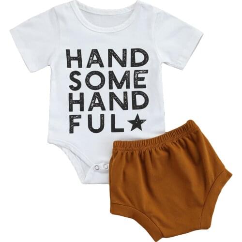 2021-04-15 Lioraitiin 2Pcs Set 0-24M Infant Baby Girl Casual Clothing Suit Short Sleeve Letter Printed Romper Top Solid Shorts