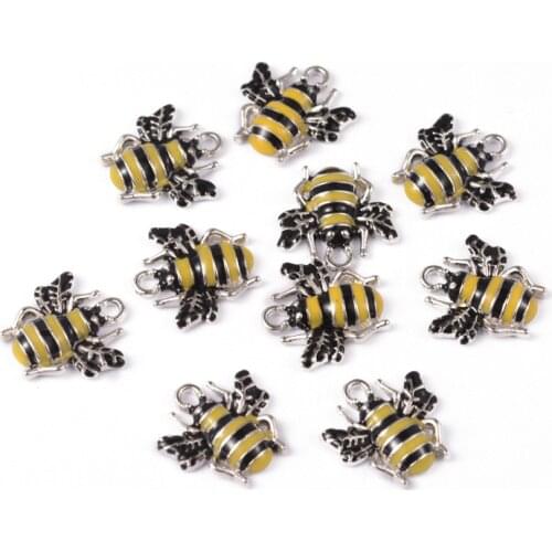 Yellow Black Bee Oil Dripping Alloy Stainless Steel Small Pendant DIY Handmade Insect Ornaments Exotic Accessories Wholesale
