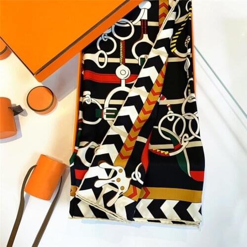 Luxury Brand Spring New Products Fashion Large chain twill scarf Silk Scarves Women Versatile Kerchief Headscarf winter shawls