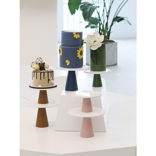 SWEETGO Main Cake Stands for Fondant Dessert 8/10inch Morandi Color Home Decoration Wedding Party Supplier Jewelry Stora
