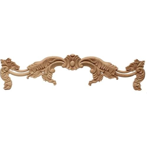 VZLX Vintage Unpainted Wood Carved Corner Onlay Applique Frame For Home Furniture Wall Cabinet Door Decor Crafts