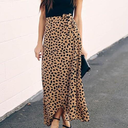Polka Dot Print Long Maxi Summer Skirt Women Fashion 2021 Split High Waist Sun Wrap Aesthetic Skirt Female