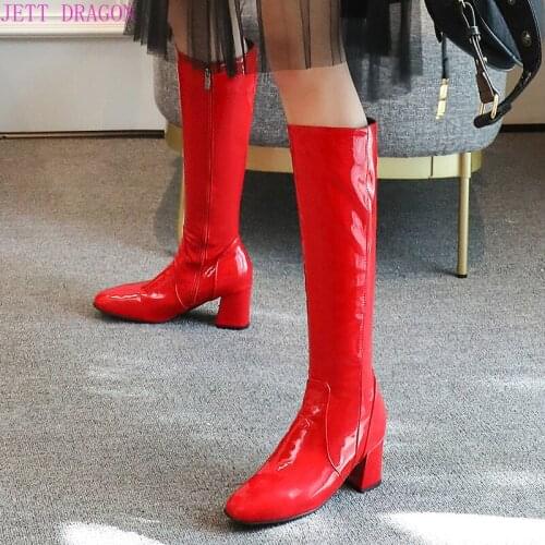 Fashion Knee High Boots Women Shoes 2021 Autumn Winter Womens High Boots Black White Red Long Shoes Ladies Large Size 45